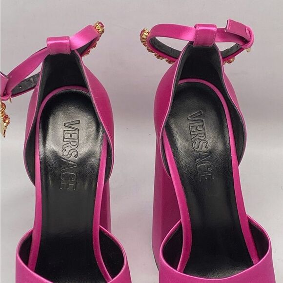 Versace Medusa Crystal Ankle-Strap Platform Sandals size 38 - Picture 11 of 16